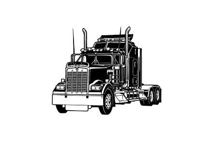 Semi Truck 1993 Blue Semi Big Rig, a Transportation Illustration by Digital-Clipart