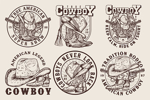 Cowboy vintage hand-drawn logo, a Branding & Logo Template by Billah Hub