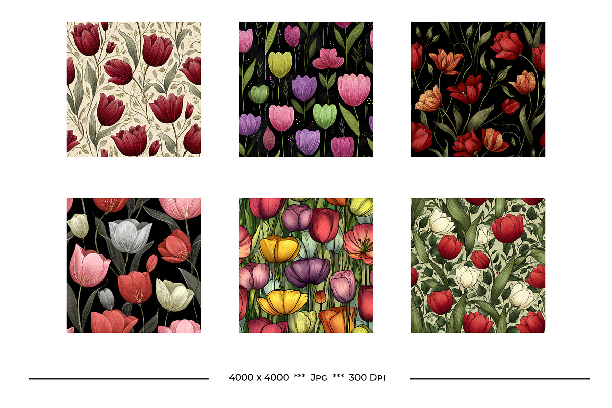 Tulip Retro Art Style Patterns, a Pattern Graphic by karenfoleyphoto (Photo 6 of 17)