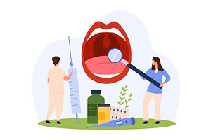 Diagnosis and treatment of throat, an Object Illustration by Flashvector