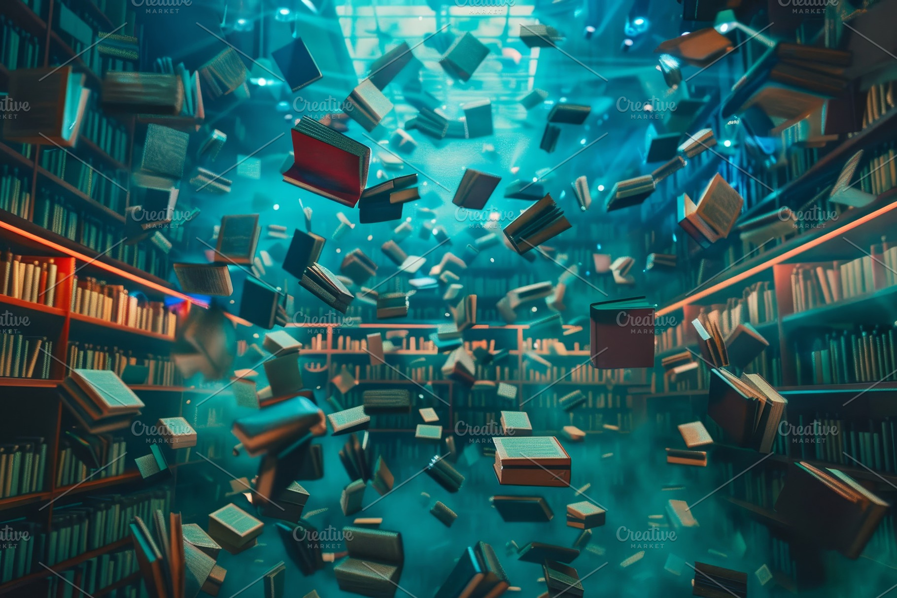 A captivating library filled with ro, a Photo by Tanuart