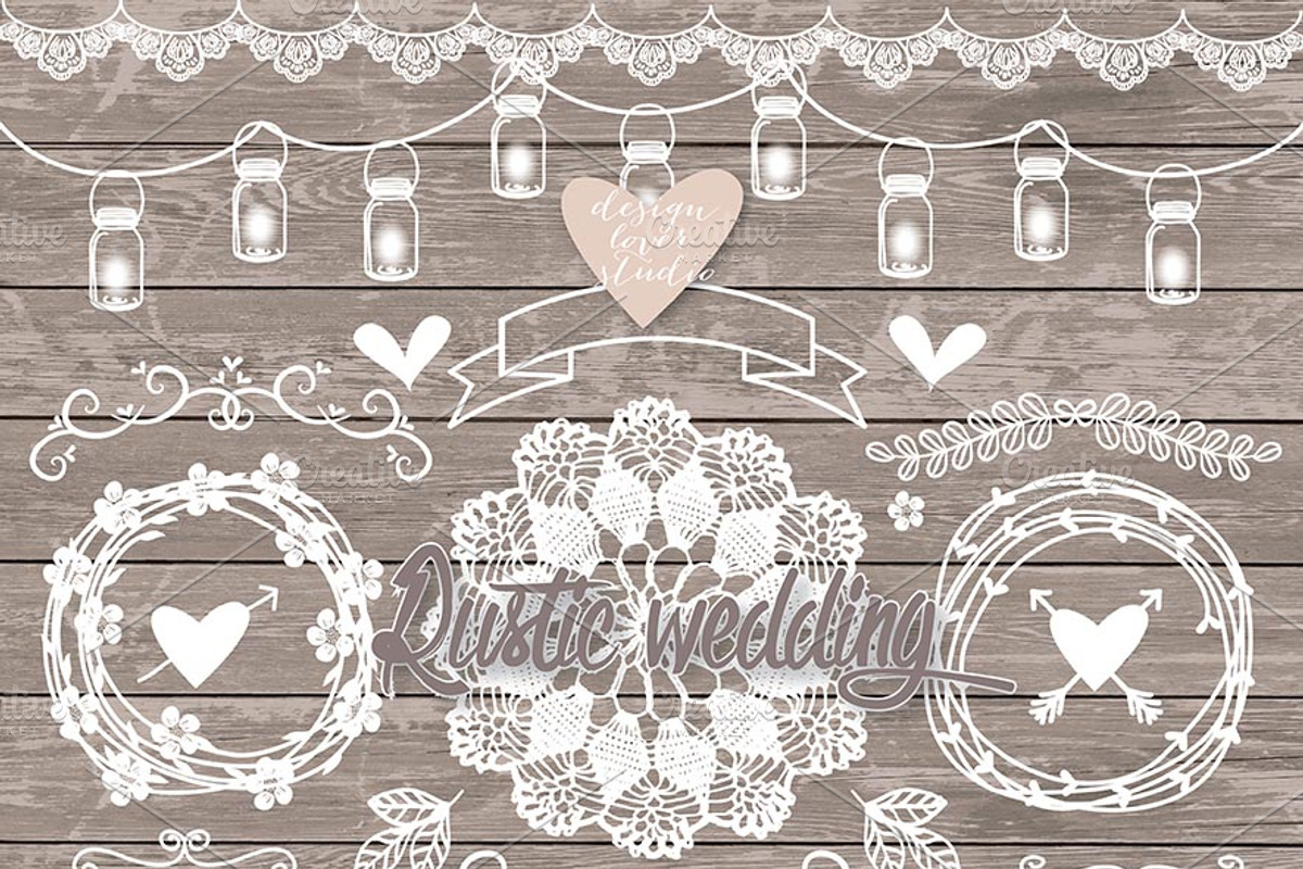 VECTOR Rustic Wedding Elements, an Illustration by designloverstudio