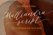 Malliandra Script, a Script Font by Letterhend Studio (Thumbnail 1 of 9)
