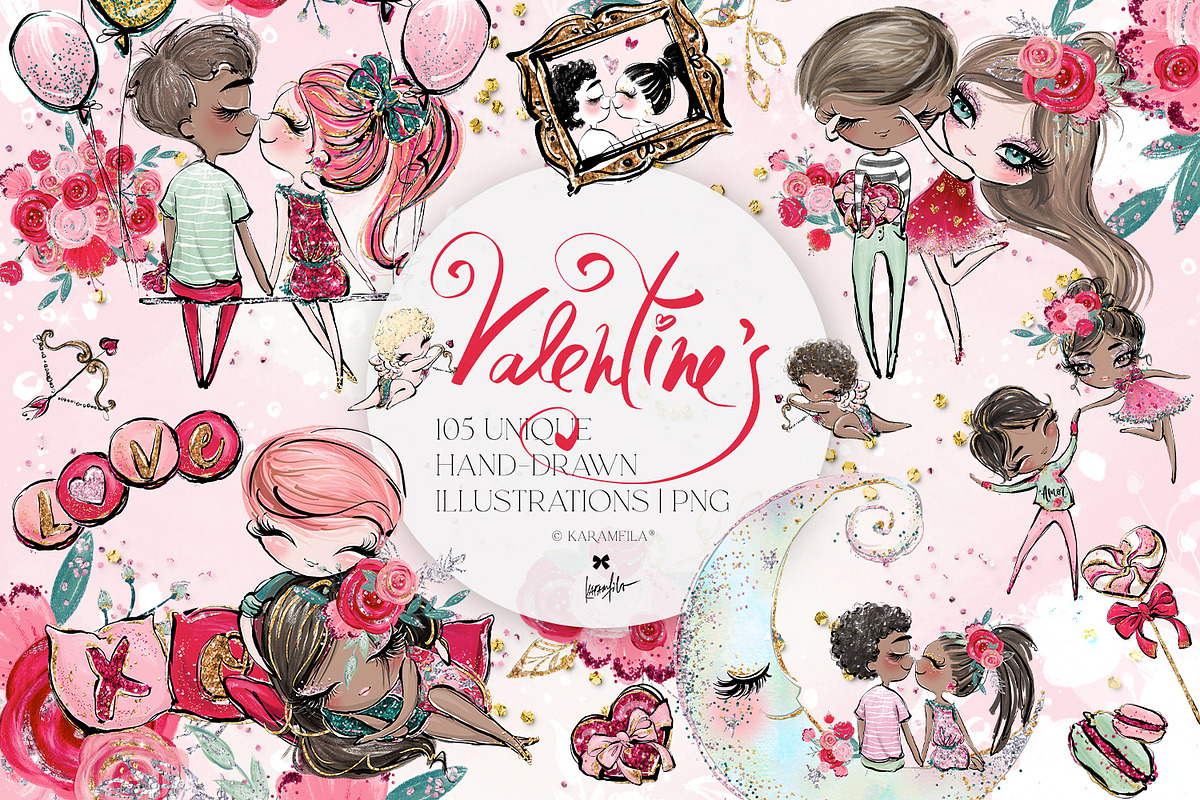 Valentine Love Couples Clipart PNG, a Seasonal Illustration by KaramfilaS (Photo 1 of 12)