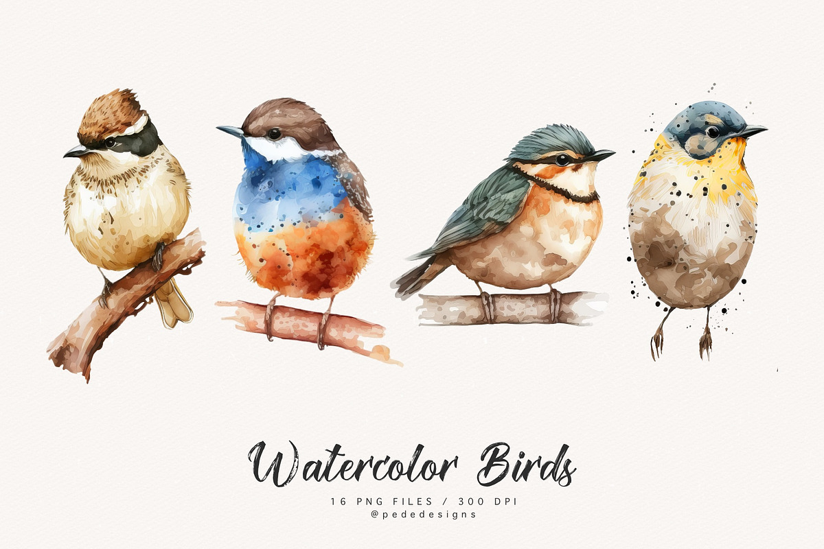 Watercolor Birds I, an Animal Illustration by PeDe Designs (Photo 3 of 5)