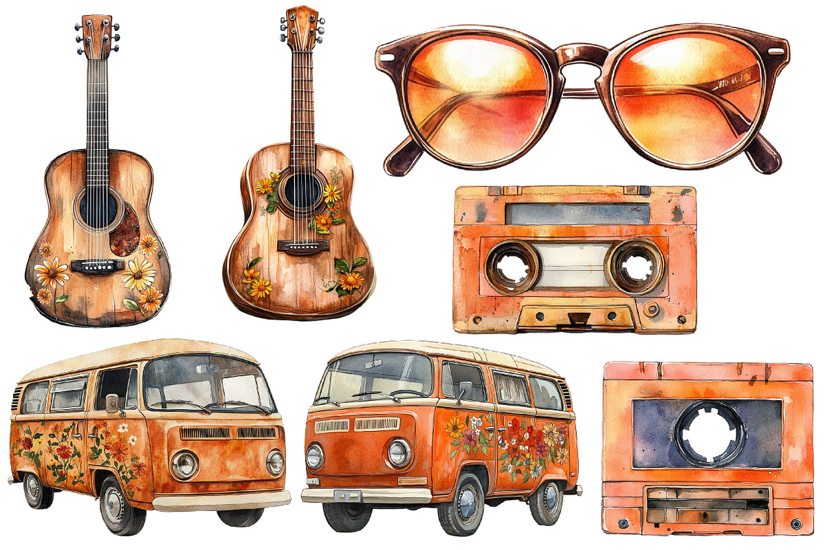 1960s Summer Vibes clipart, a Seasonal Illustration by Designworld (Photo 2 of 5)
