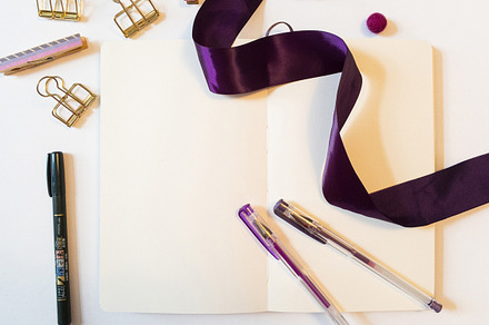 Studio Desk Flat Lays Purple Theme
