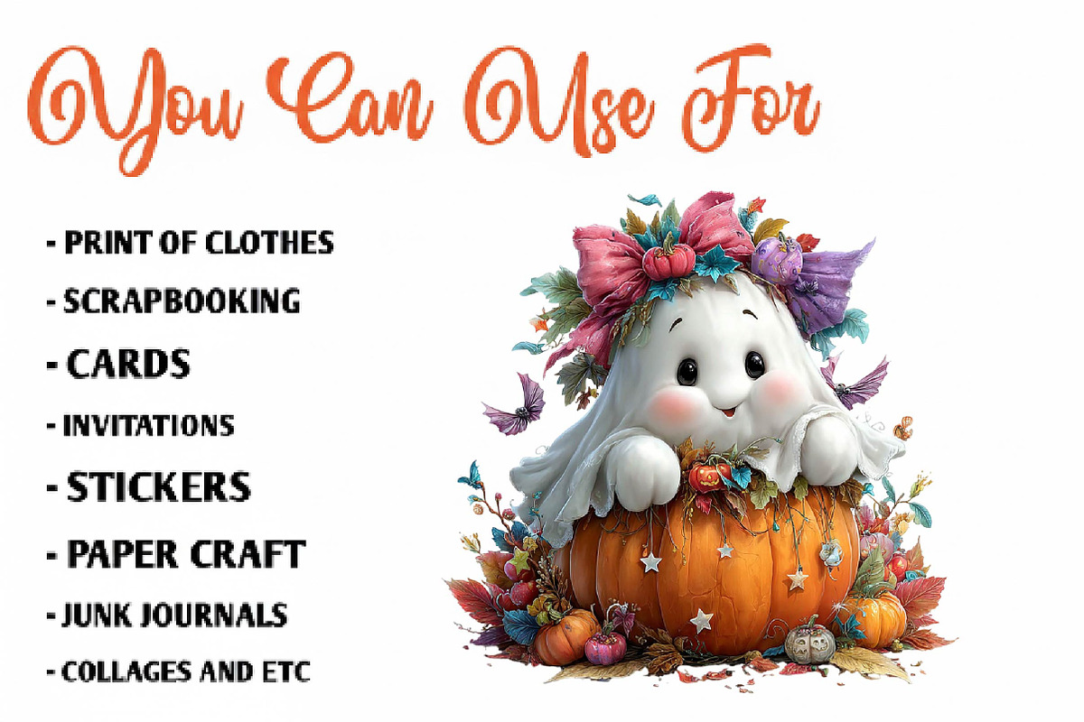 Cute Halloween Ghost, a Seasonal Illustration by CreationArt (Photo 5 of 7)
