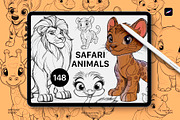 PROCREATE STAMP SAFARI ANIMALS, a Shape Add-On by Spasibenko Art (Thumbnail 1 of 5)