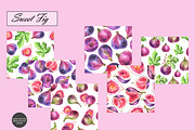 Watercolor Fig Seamless Patterns, a Food Illustration by OlDm_Shop (Thumbnail 8 of 10)