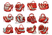 Red Luxury Bag and Heels Clipart, an Illustration by DreamArtGraphic (Thumbnail 5 of 5)
