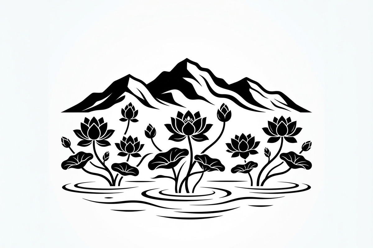 60 Lotus Mountain Harmony Silhouette, an Empty State Illustration by Amazin_art (Photo 18 of 31)