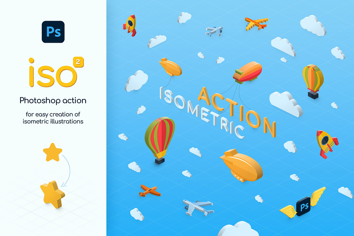 Isometric illustration PS action, an Action Add-On by Andrew Skoch Design (Photo 1 of 6)