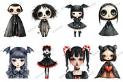 Whimsical Gothic Vampire Dolls Clipa, an Illustration by designcity5 (Thumbnail 2 of 5)