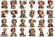 Whimsical Old Lady Birthday Clipart, an Illustration by Craft Nest (Thumbnail 3 of 12)