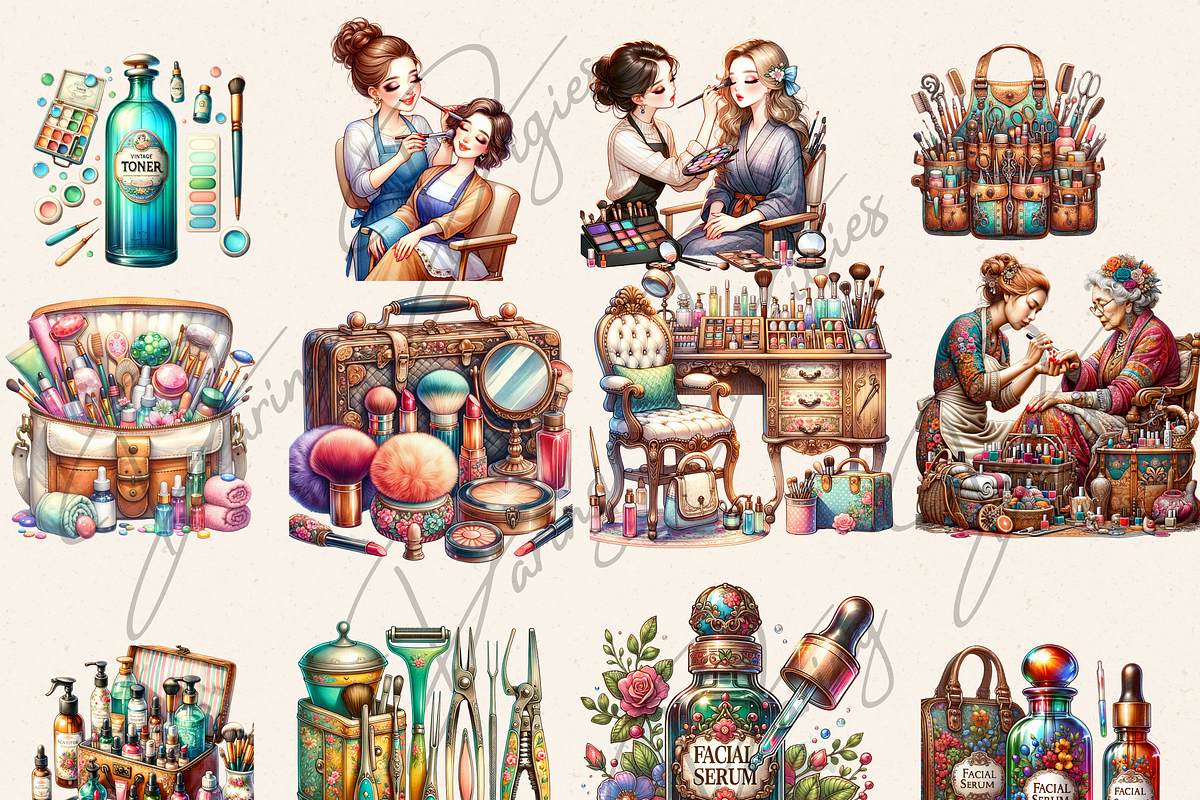 ESTHETICIAN BEAUTICIAN CLIPART PACK, a Person Illustration by Daring Digies (Photo 2 of 6)