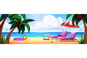 Summer beach vacation scene, an Illustration by art PVP - market