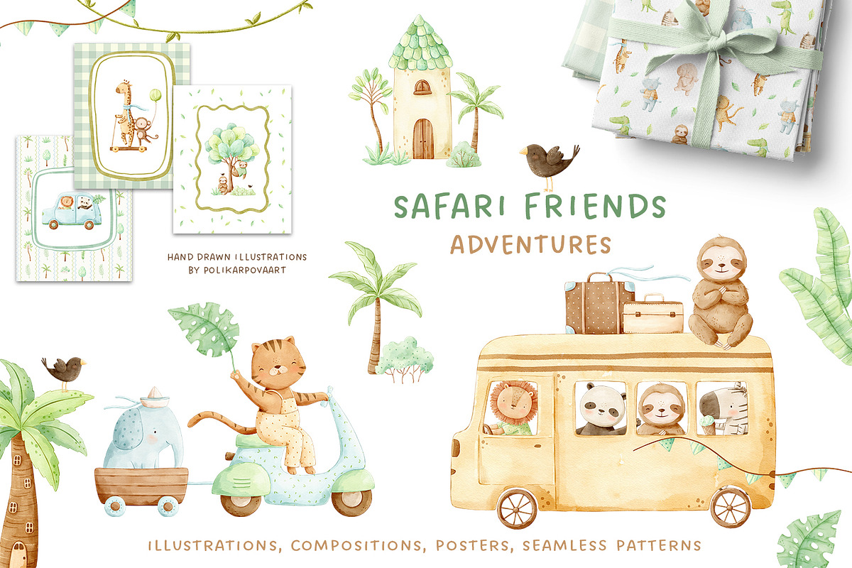 Safari Friends, adventures animals, an Animal Illustration by polikarpovaart (Photo 1 of 24)