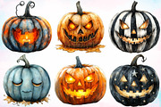 Watercolor Halloween Pumpkin Clipart, a Seasonal Illustration by Canvas Craft (Thumbnail 5 of 8)