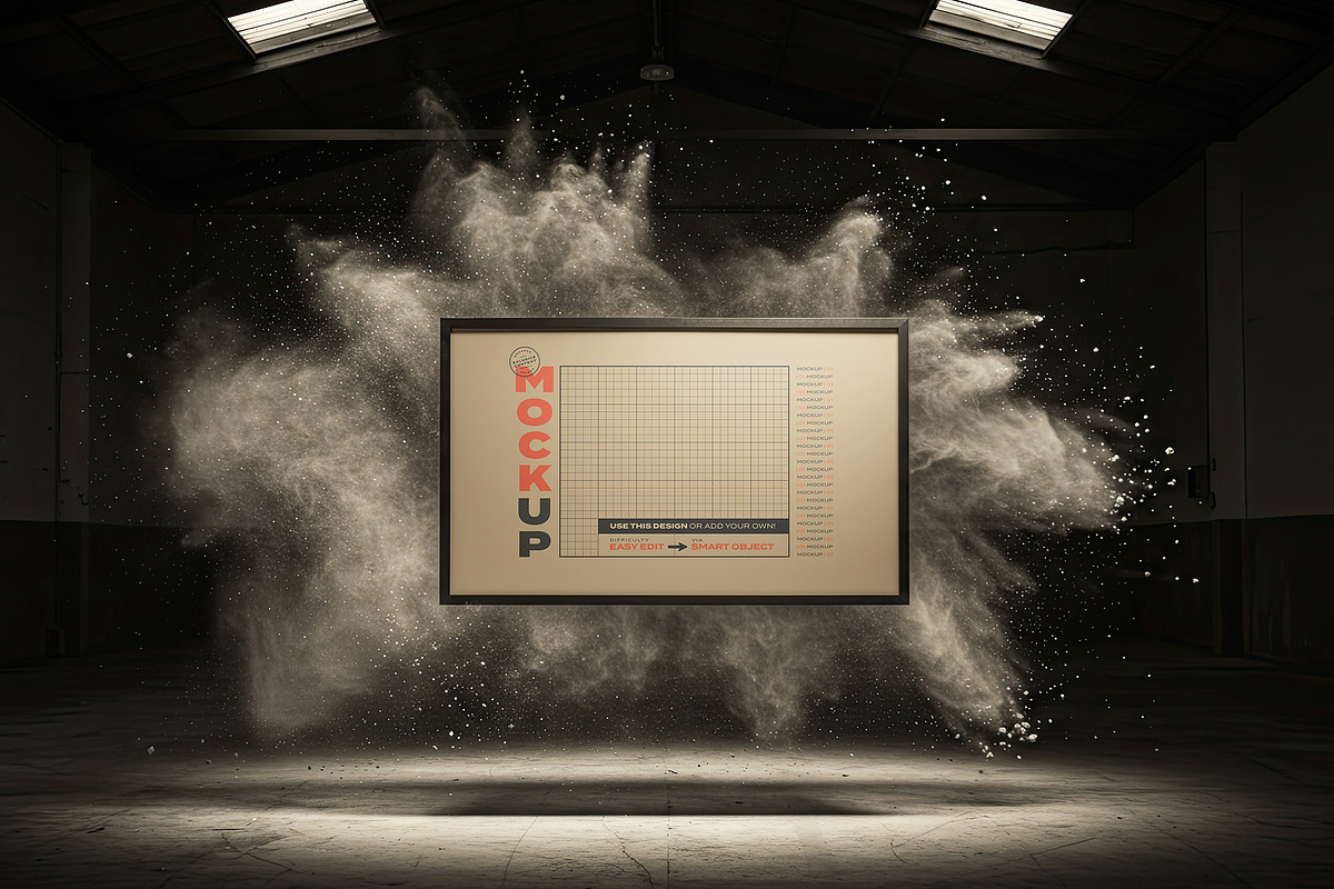 Floating Poster Mockups with Dust, a Mockup by Luuqas Design (Photo 7 of 8)