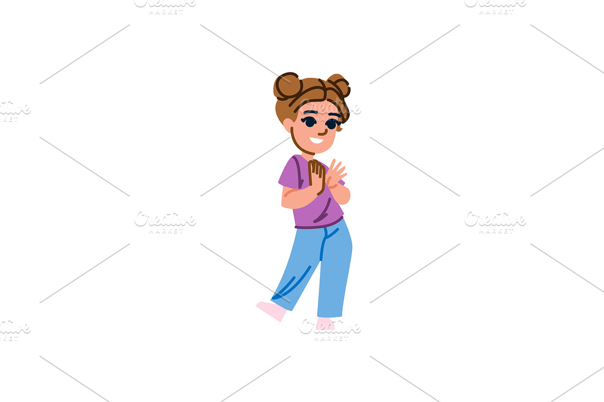 Happy girl clapping hands and, a Person Illustration by pikepicture