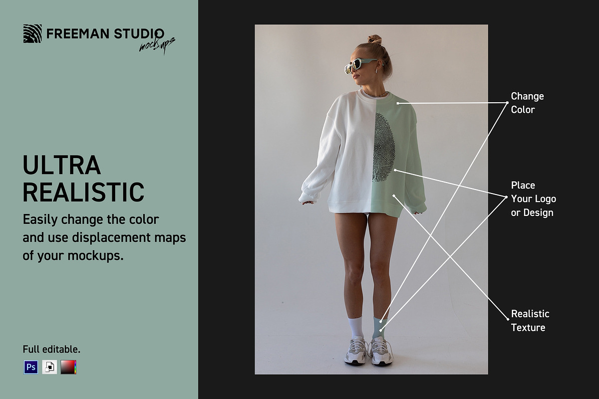 Sweatshirt Mock-Up Set, a Hoody Mockup by Freeman Studio (Photo 4 of 16)