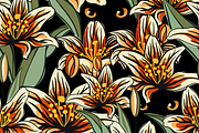 Mysterious Tiger Lilies (seamless), a Pattern Graphic by Uminoki (Thumbnail 3 of 6)