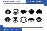 Clam Shell Icon Pack Vector Icons, a Solid Icon by Fontmine Studio (Thumbnail 1 of 3)