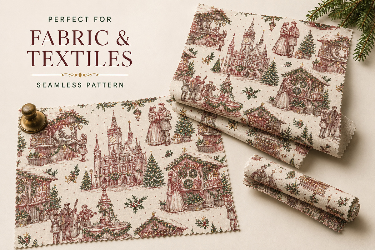 Vintage Christmas Toile Pattern, a Pattern Graphic by Olya Creative (Photo 7 of 10)