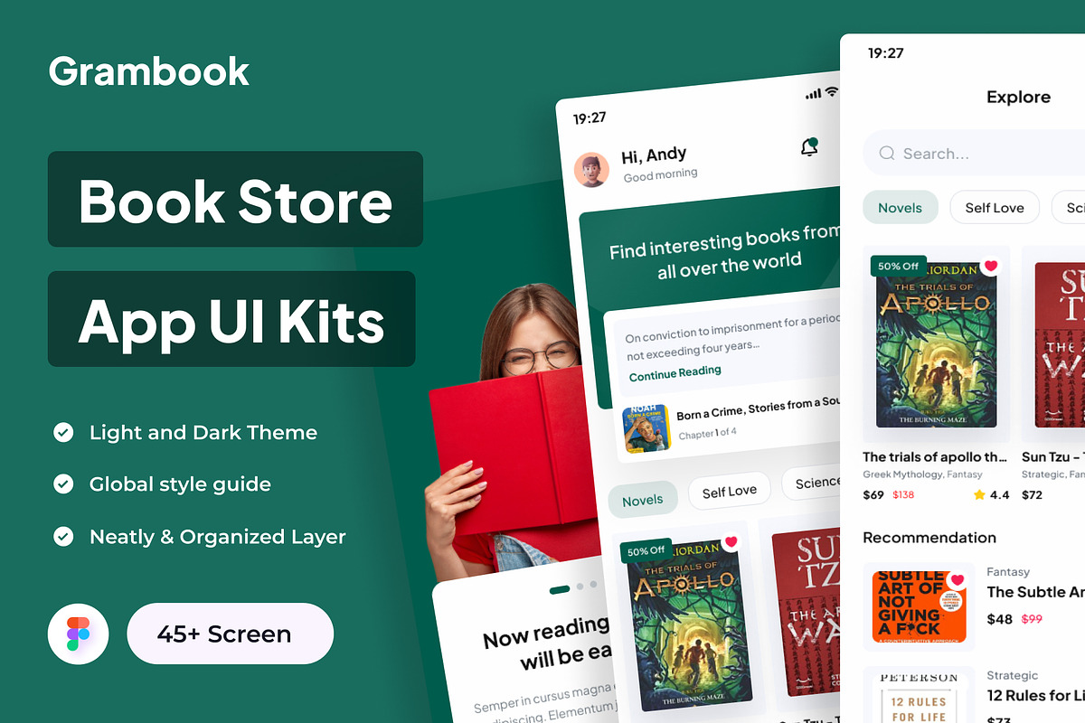 Grambook - Book Store Apps UI Kits, an App Template by Minialis (Photo 1 of 6)