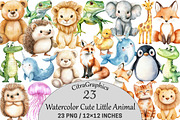 Watercolor Cute Little Animal, an Illustration by CitraGraphics (Thumbnail 1 of 5)