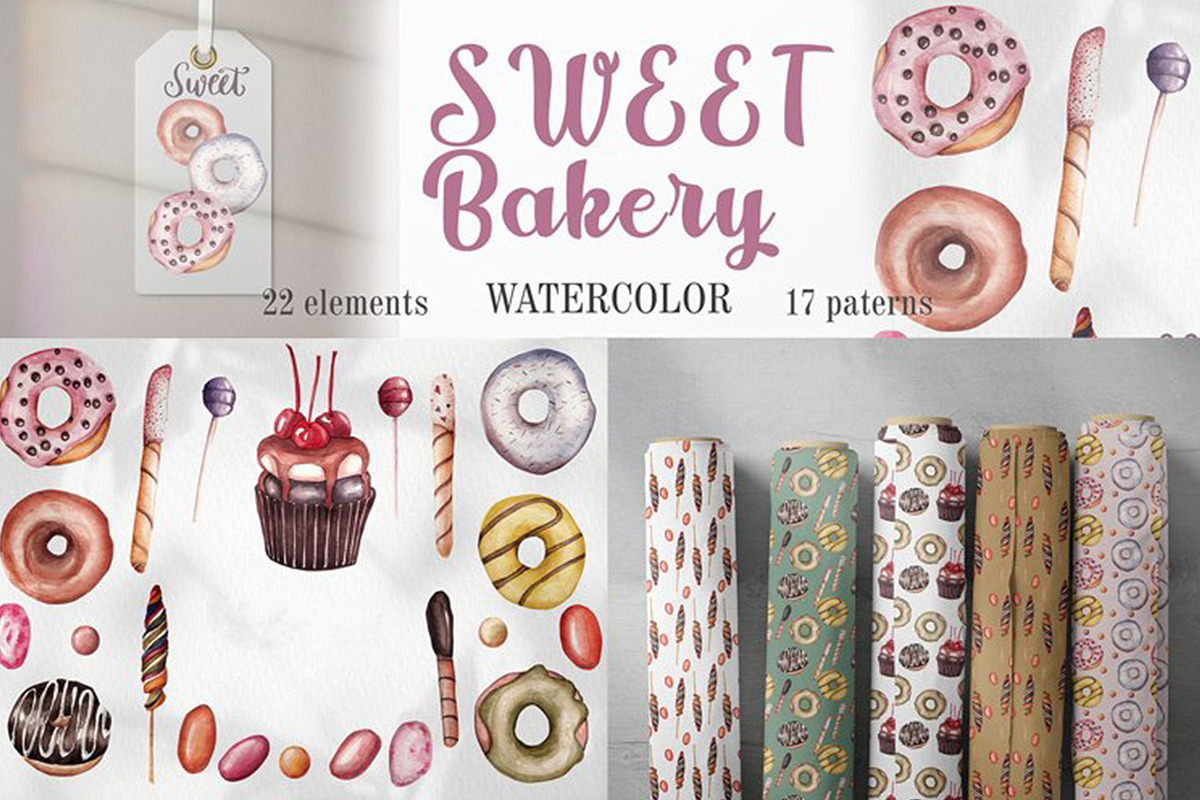 Watercolor Dessert Clipart, an Illustration by NatalieArtsDenysenko (Photo 1 of 8)