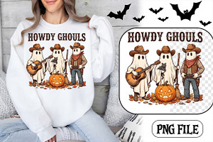 Howdy Ghouls Cowboy Ghosts PNG, a Seasonal Illustration by CrexoraLab