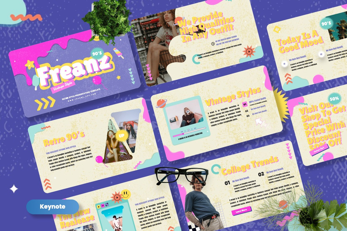 Freanz - 90s Collage Keynote, a Presentation Template by Dhabee (Photo 1 of 7)