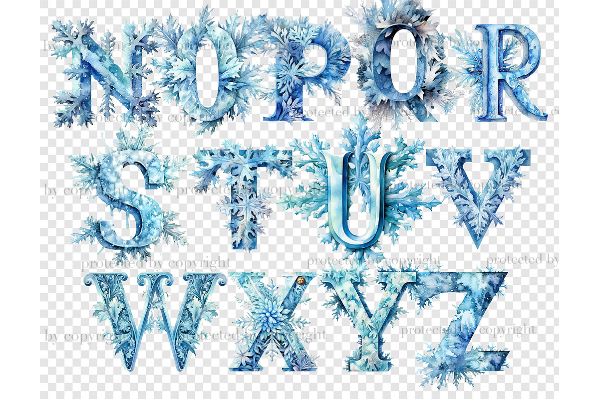 Cold Winter Alphabet Clipart, a Decorative Illustration by GlamArtZhanna (Photo 5 of 5)