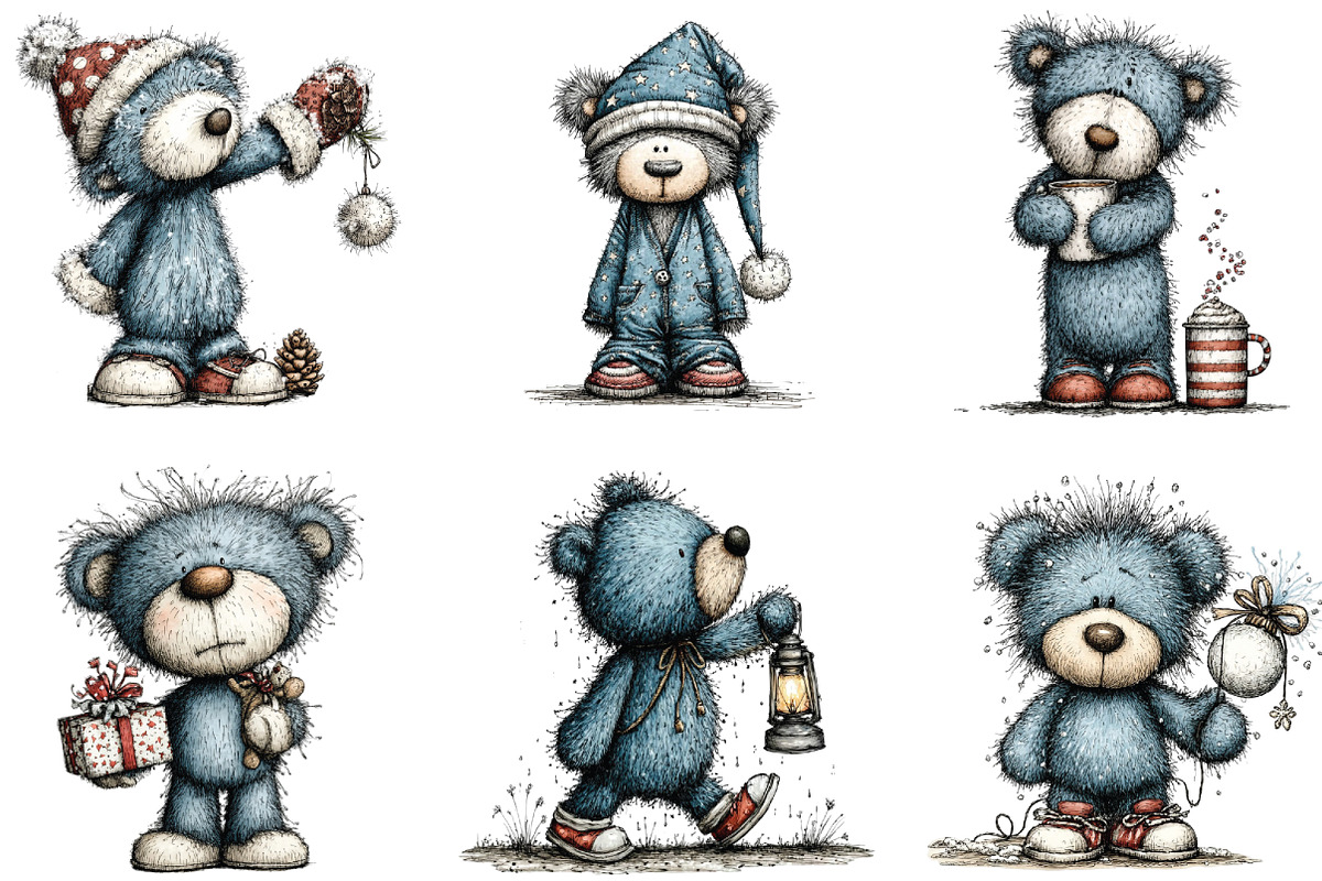 Christmas Teddy Bear Blue Clipart, an Illustration by CraftArtStudio (Photo 2 of 6)