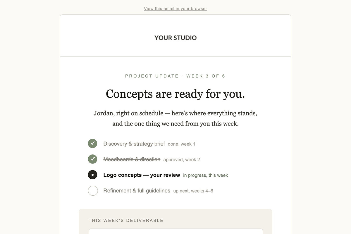 Client Onboarding Email Kit, an Email Template by Art Club (Photo 4 of 5)