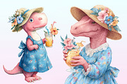 Summer Dinosaur Watercolor Clipart, a Graphic by CitraGraphics (Thumbnail 2 of 4)