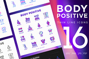 Body Positive | 16 Thin Line Icons, an Outline Icon by Alex Blogoodf (Thumbnail 1 of 11)