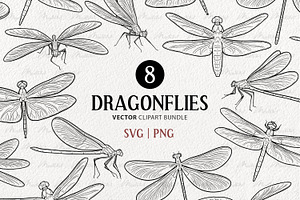 Dragonfly Vector Line Art Set