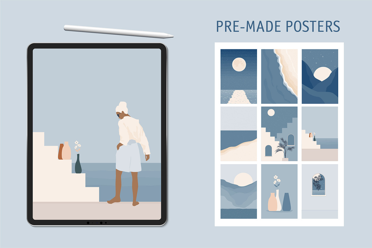 Girl and sea landscape scene creator, a Person Illustration by Imaginary Party (Photo 5 of 11)