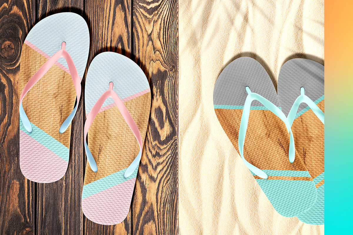 Flip Flops 9x Mock-ups, a Print Template by Mocca Mockups Store (Photo 1 of 5)