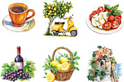 Watercolor Italian Summer Clipart, an Illustration by Designking (Thumbnail 5 of 5)