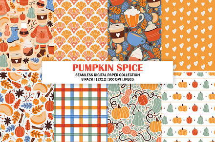 Pumpkin Spice Seamless Digital Paper, a Pattern Graphic by Alanna Messina Design Co