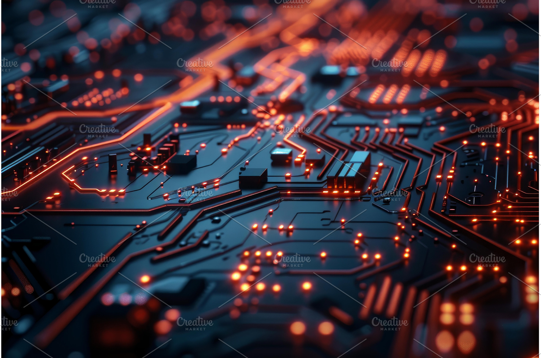 Modern circuit board pulsating with, a Technology Photo by Ylivdesign
