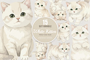 15 Bundle Watercolor White Kitten, an Animal Illustration by Morspective (Thumbnail 1 of 8)