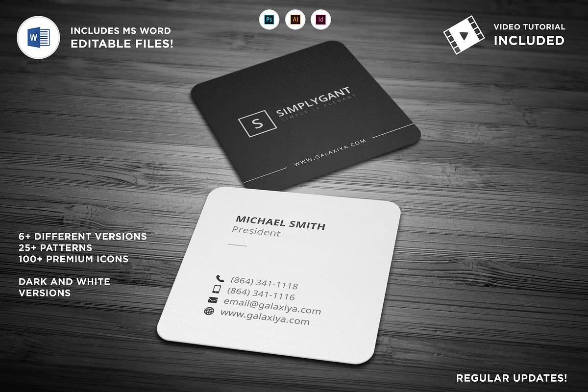 Minimal Square Business Cards, a Business Card Template by Galaxiya (Photo 1 of 13)