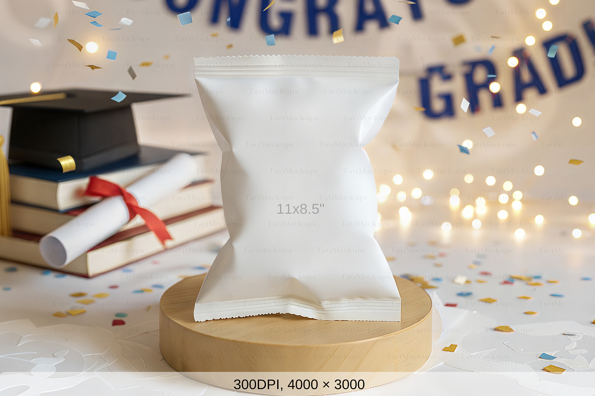 Graduation Snacks Chips Bag Mockup, a Product Mockup by TatiMockup (Photo 2 of 4)