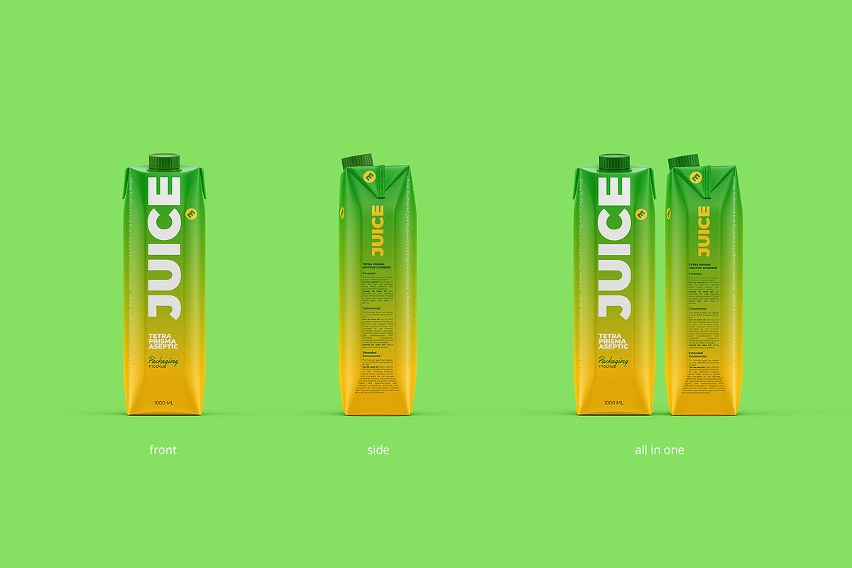 Juice Mockup Tetra Prisma 1000ml, a Packaging Mockup by easymock (Photo 3 of 10)