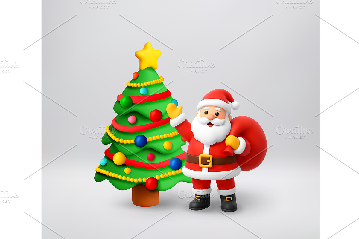 Happy Santa Claus waving with, an Object Illustration by Abscent
